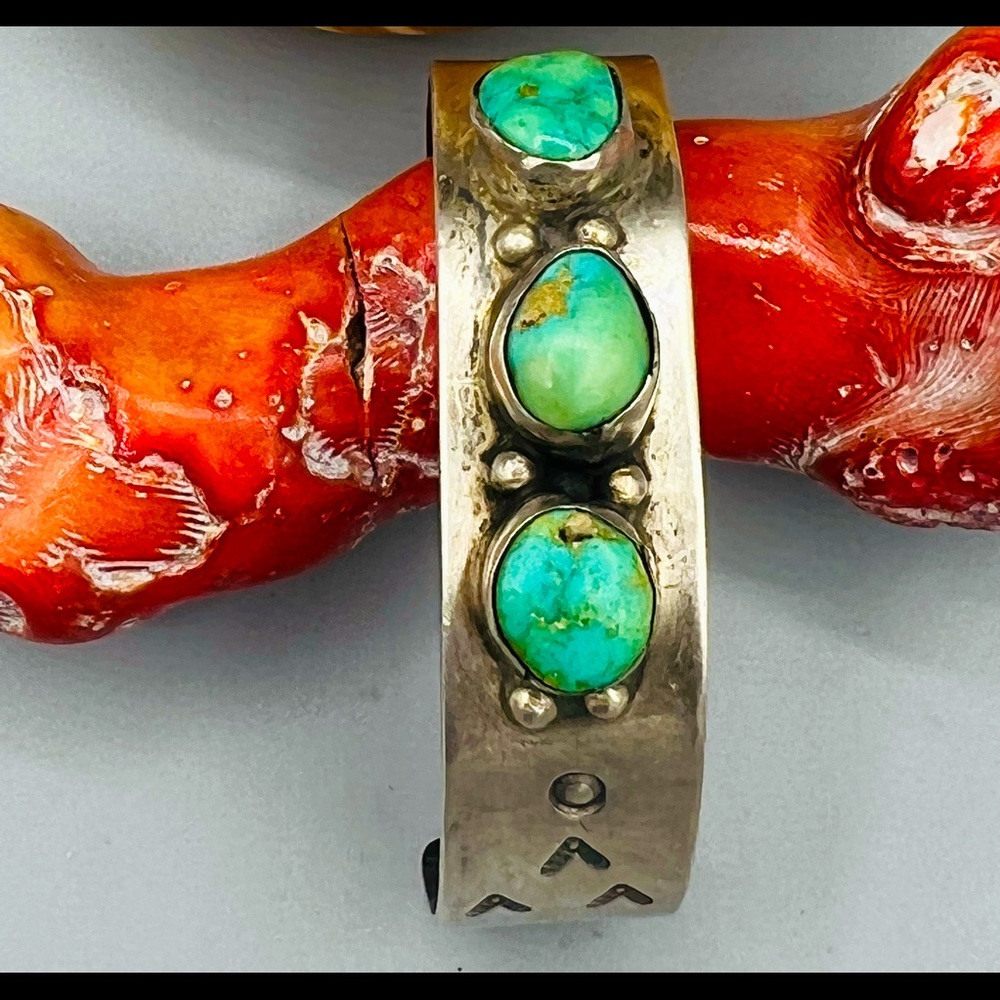 Old Navajo Silver and Turquoise Cuff
